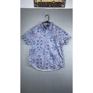 Catch Surf Shirt Mens Large Purple Floral Hawaiian Short Sleeve Button Front‎